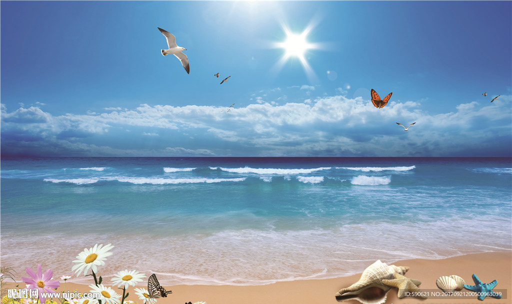 3D海景背景墙