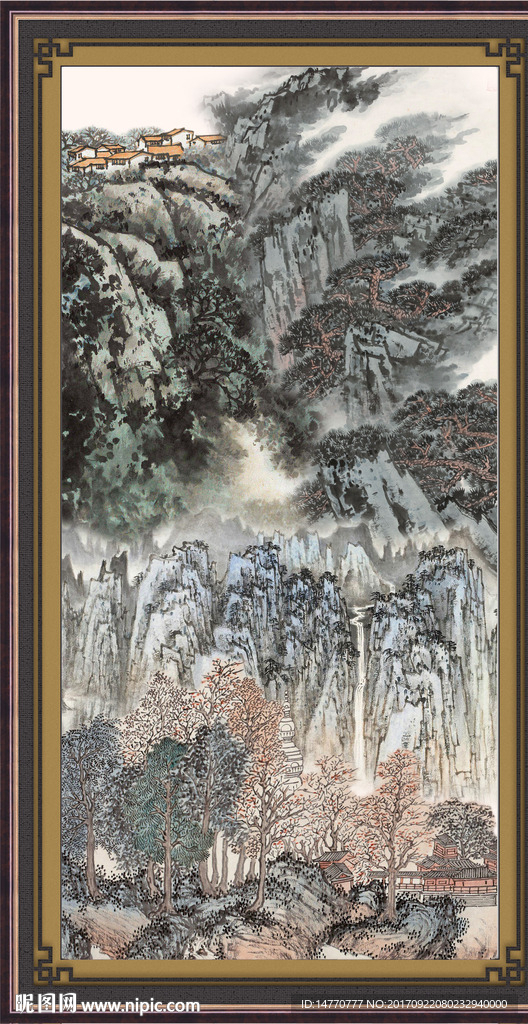竖幅国画山水