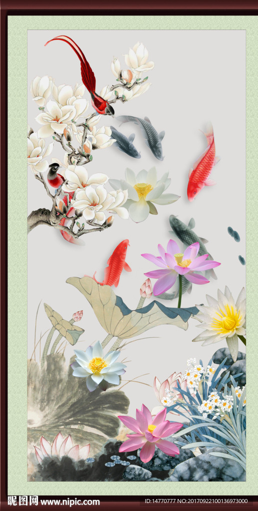 竖幅荷花