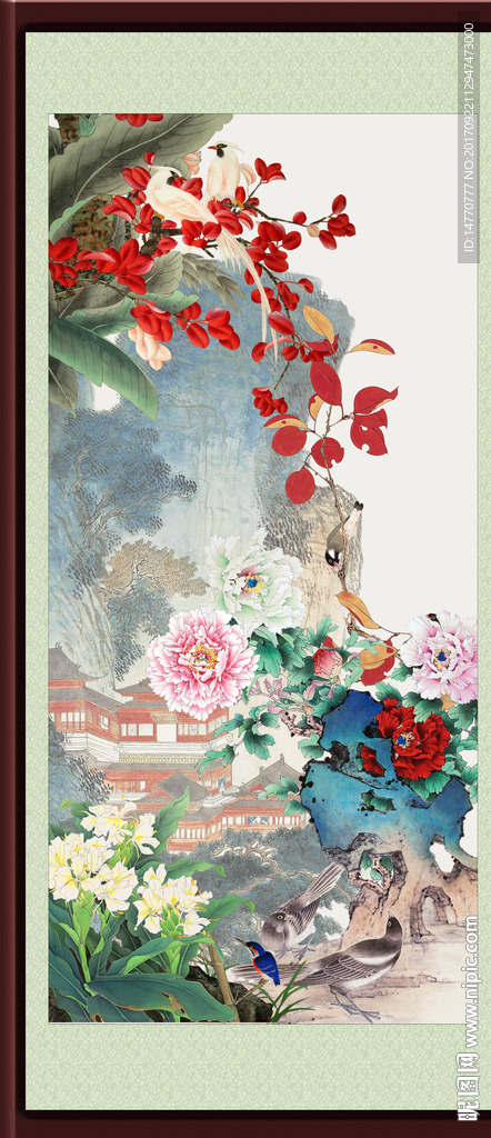竖幅花开富贵