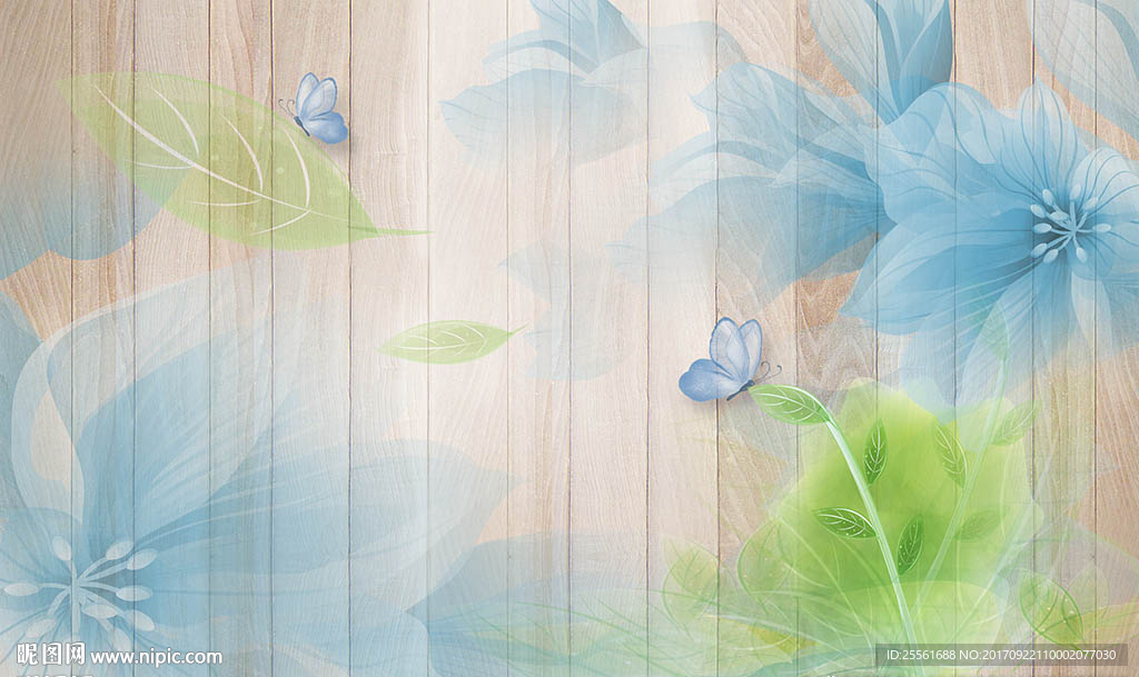 3D立体木块时尚花卉电视背景墙