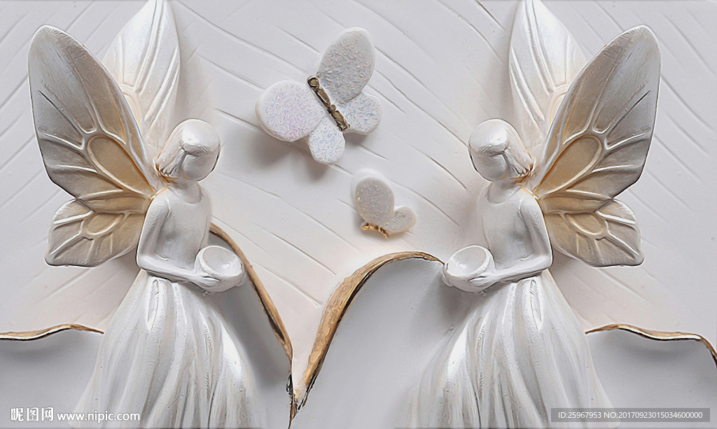 蝴蝶浮雕背景墙