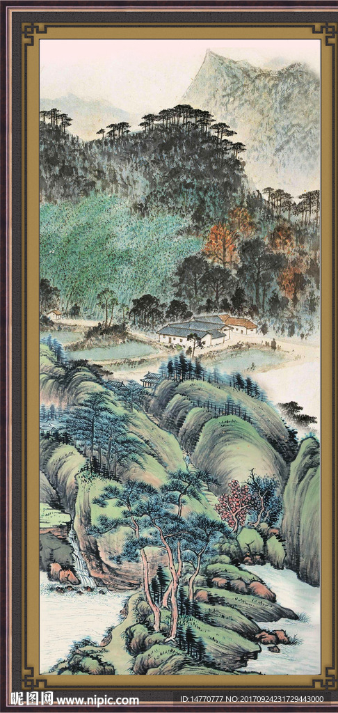 竖幅国画风景