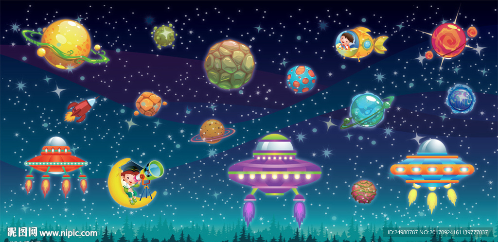 卡通太空星球背景