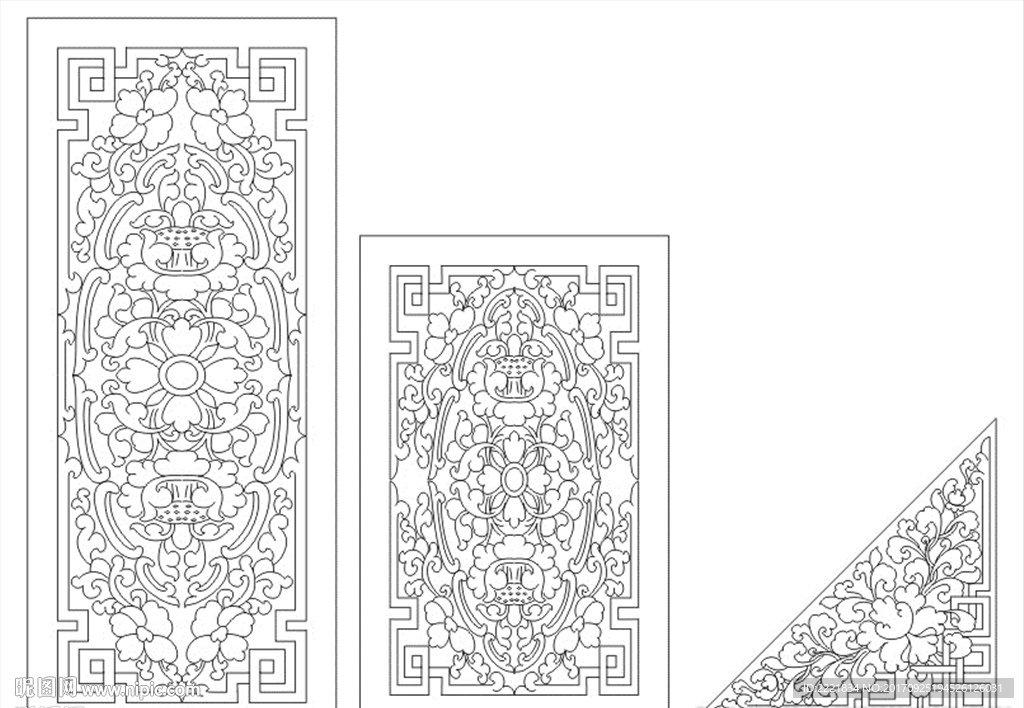 藏式家俱图案 手绘线描图