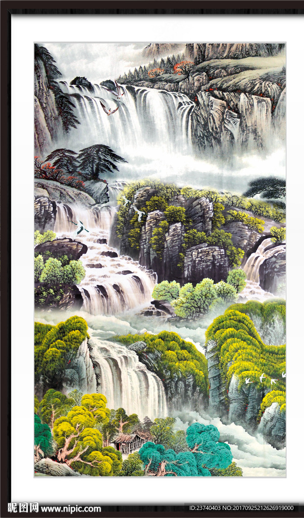 山水国画竖幅