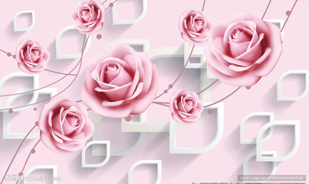 3D现代玫瑰花