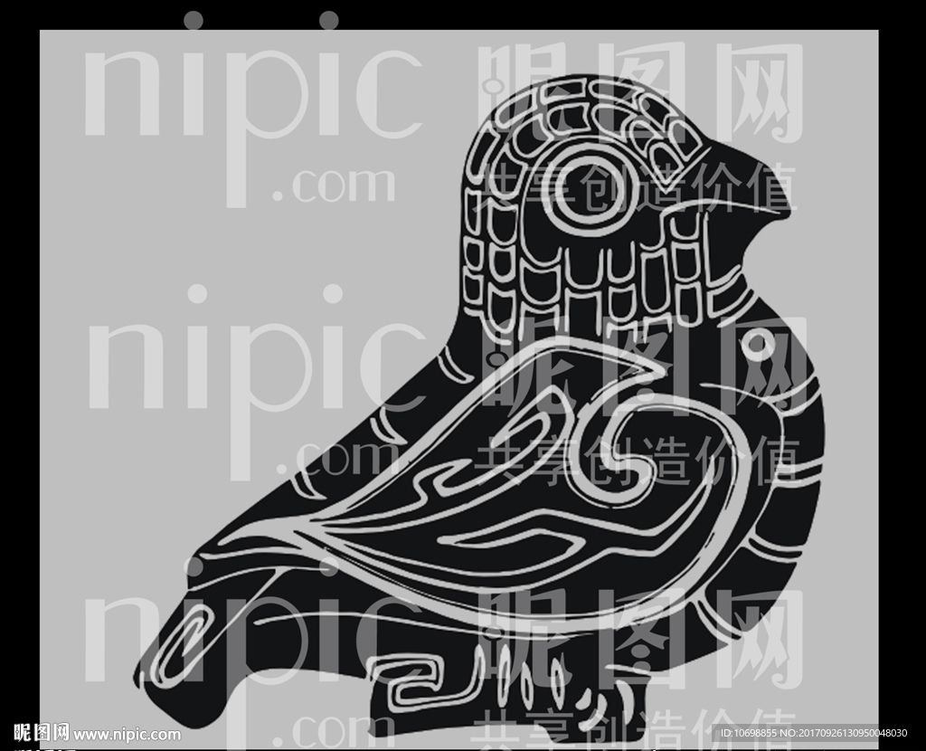 青铜纹饰立鸟图案