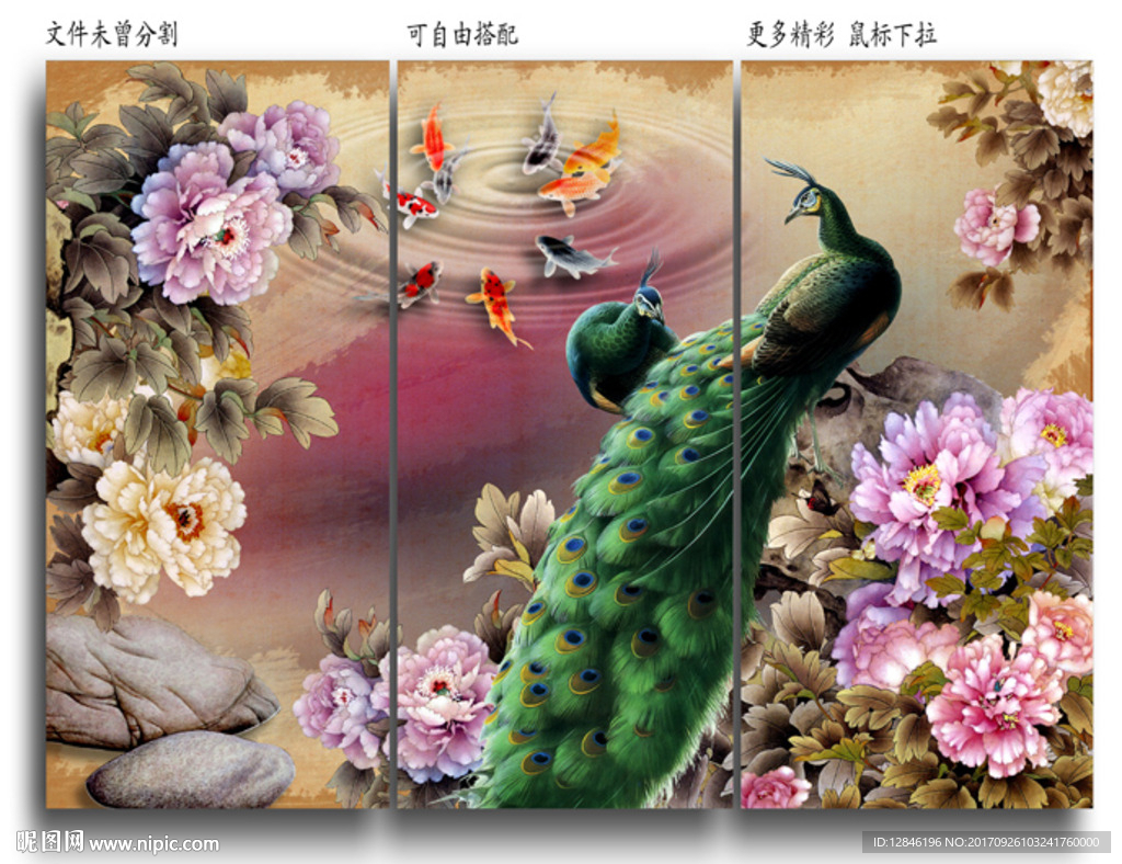 孔雀牡丹图