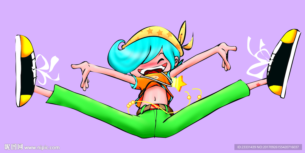 紫色底红活力男孩