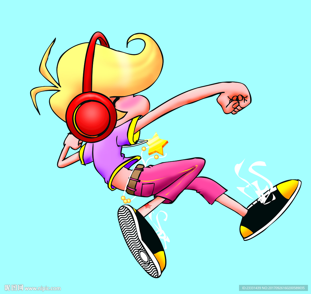 金发耳麦活力男孩