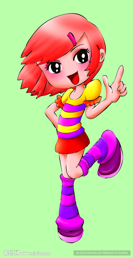 红色头发活力少女