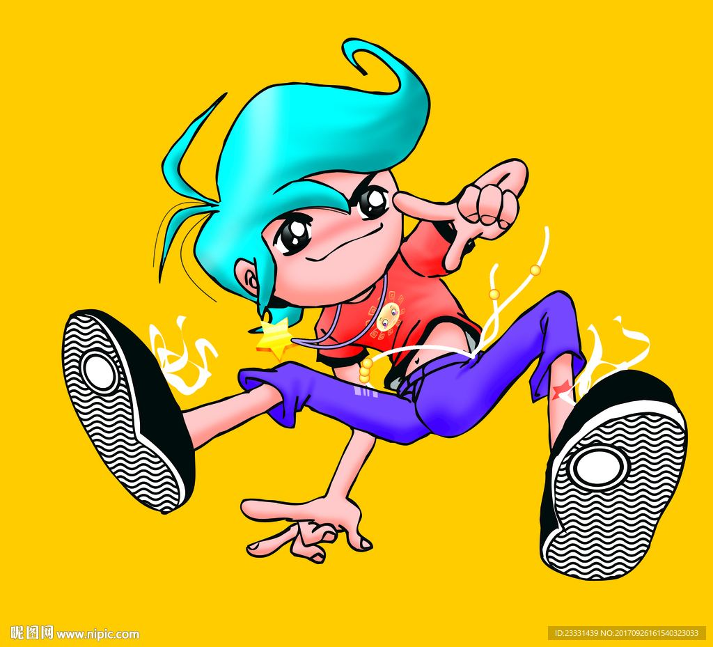 蓝色头发活力少年