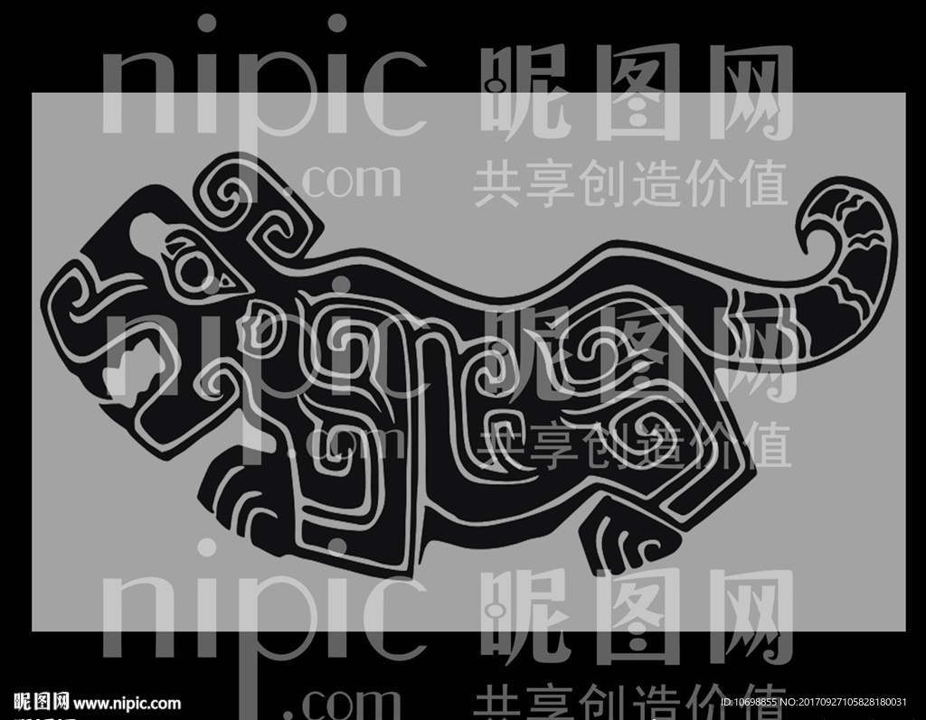青铜纹饰猛虎图案
