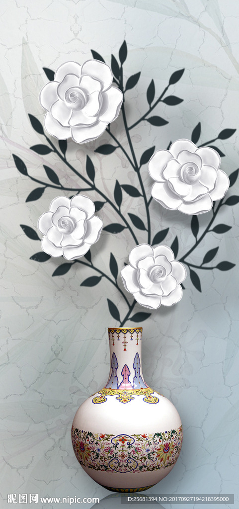 玄关花瓶浮雕花