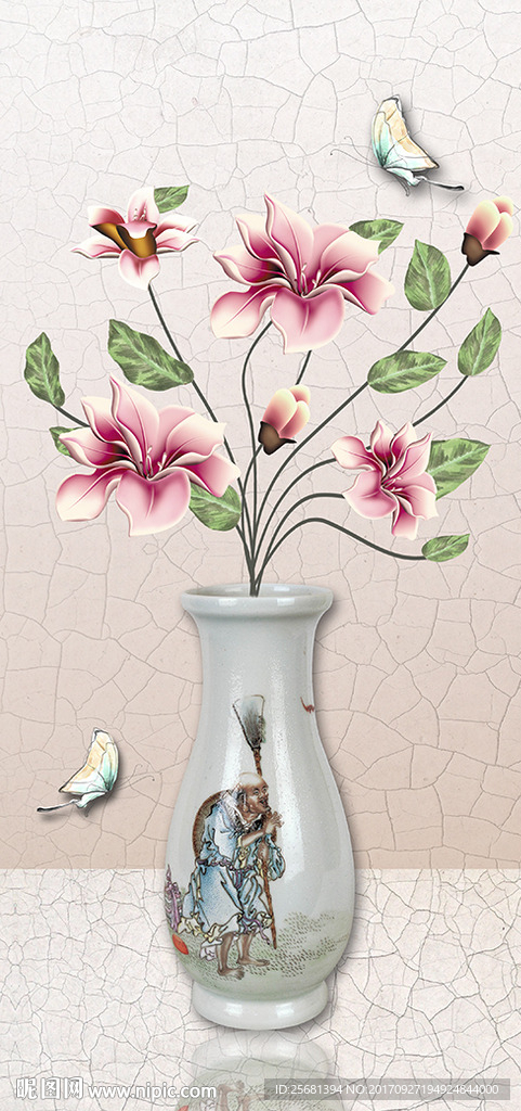 玄关小清新花卉蝴蝶飞