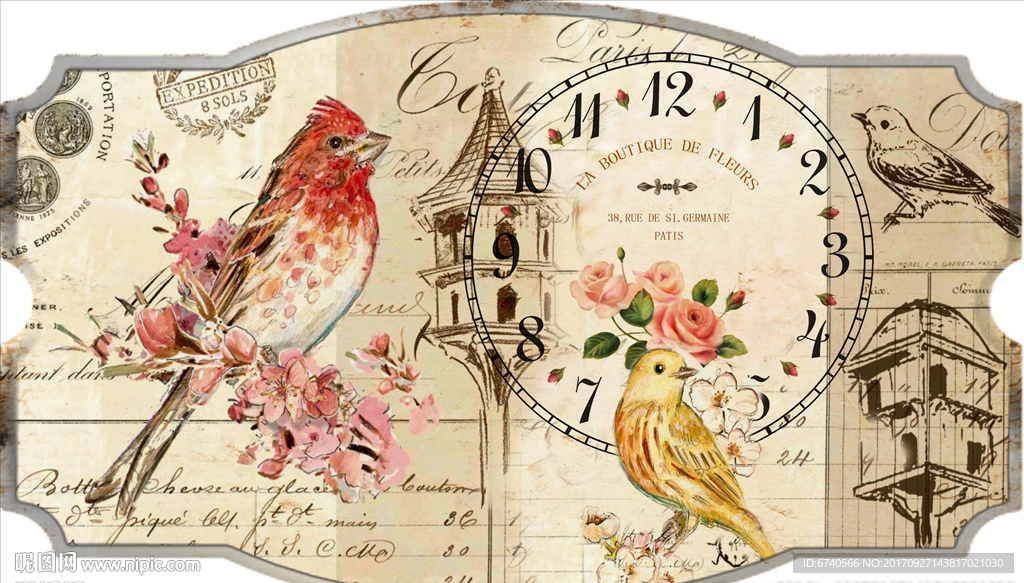 钟面纸 欧美风格 工艺品贴纸