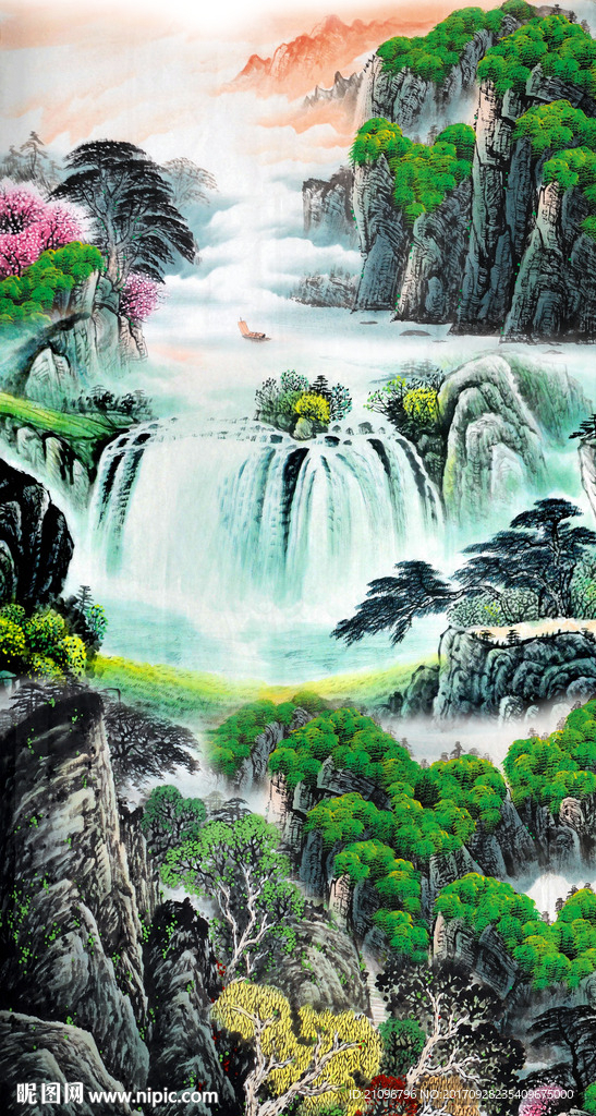 山水瀑布玄关