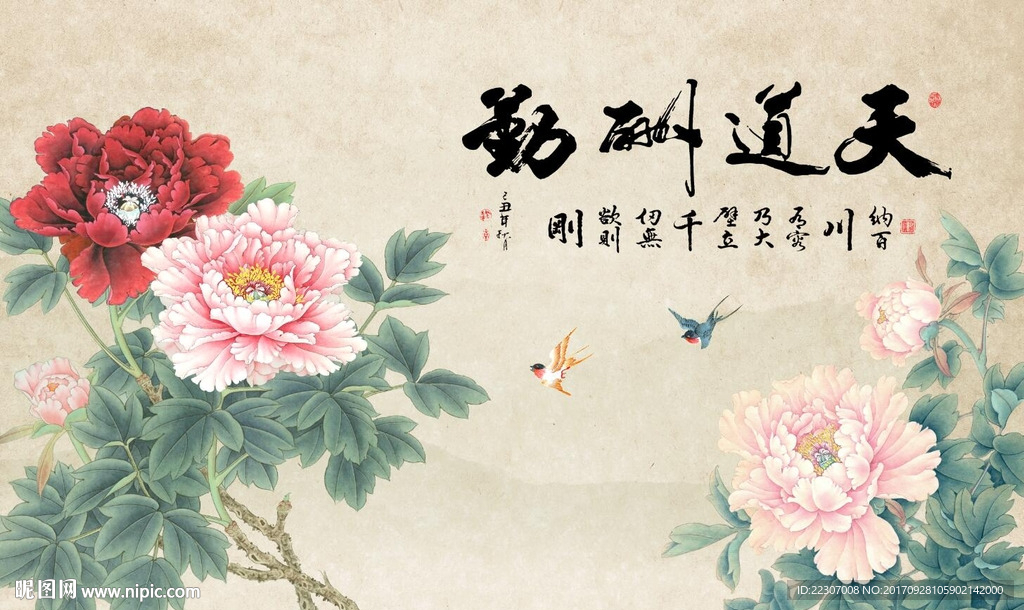 天道酬勤牡丹花