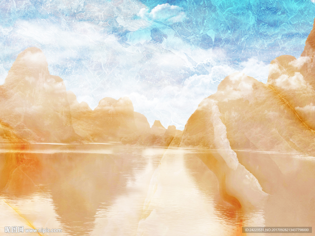 石纹桂林山水大理石山水画