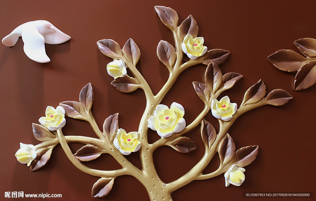 花鸟浮雕背景墙