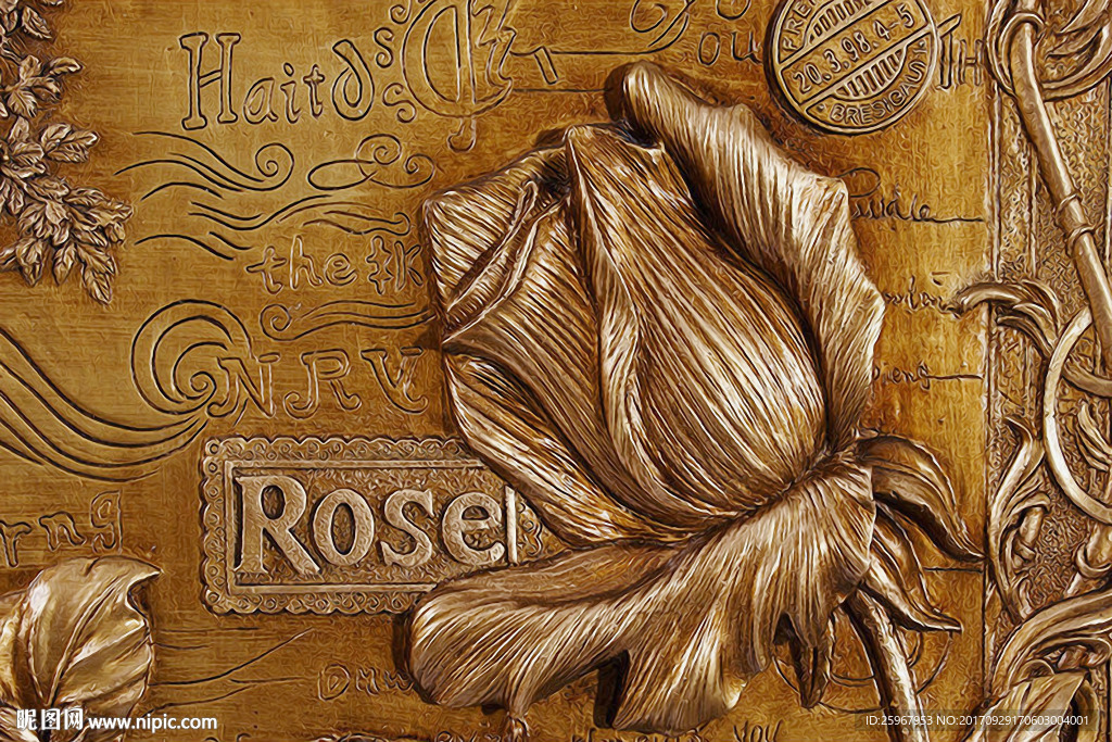 玫瑰花浮雕背景墙