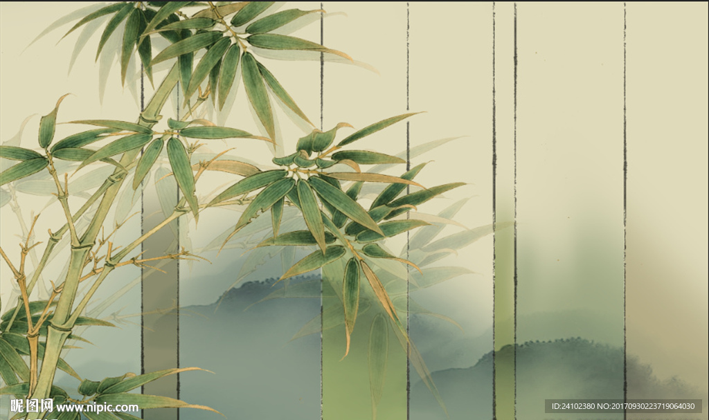 中式清幽竹报平安水墨意境背景