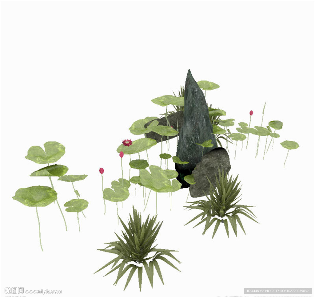 假山植物装饰模型