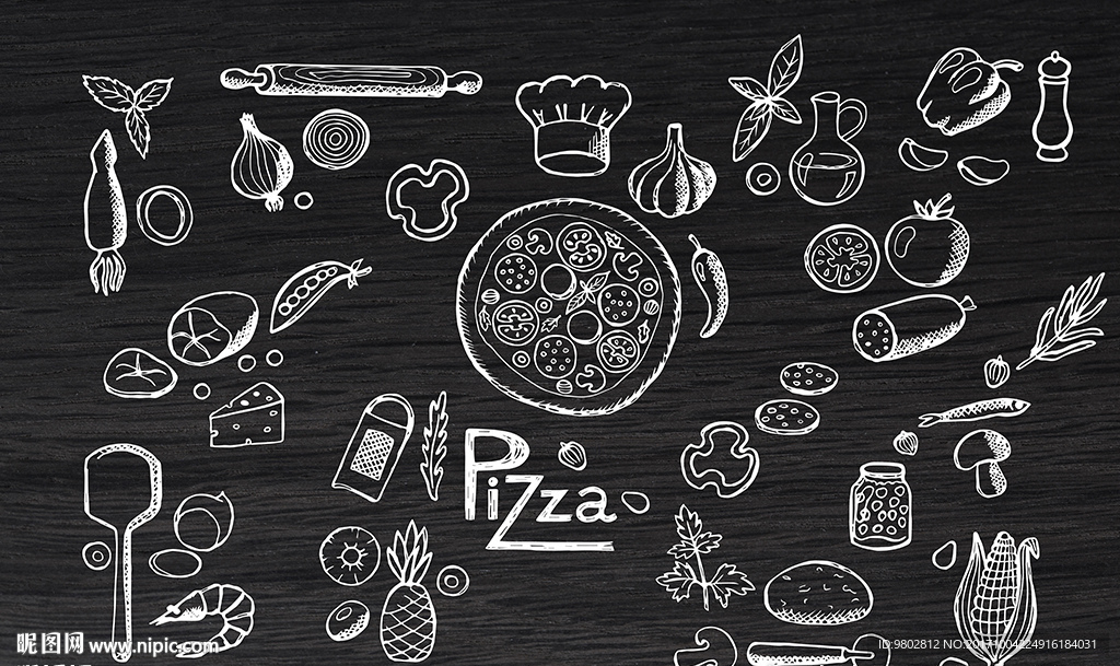 西餐手绘美食背景墙