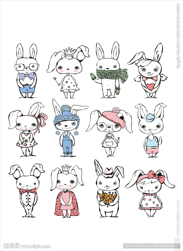 手绘卡通印花图案