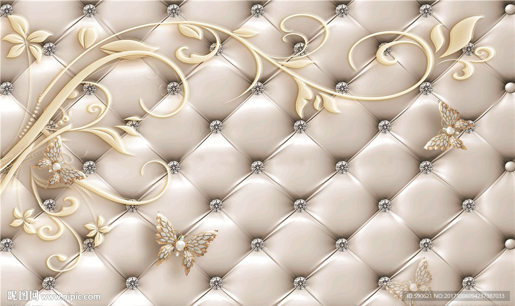 3D蝴蝶软包背景墙