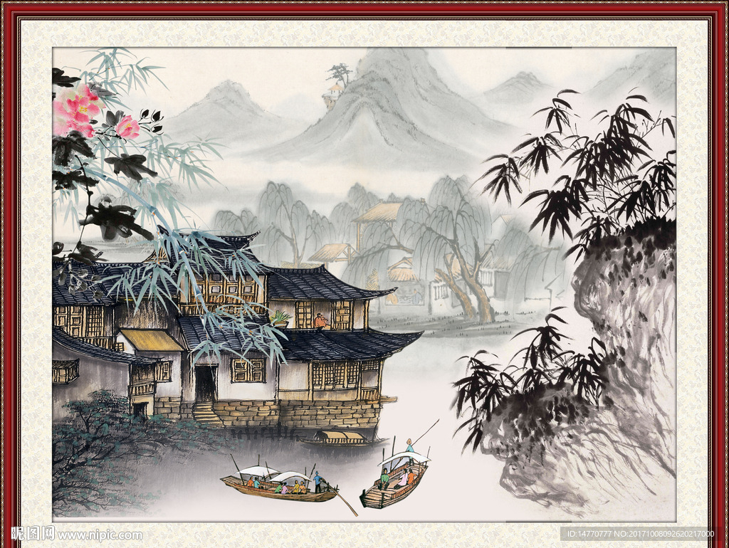 竹子江南水墨