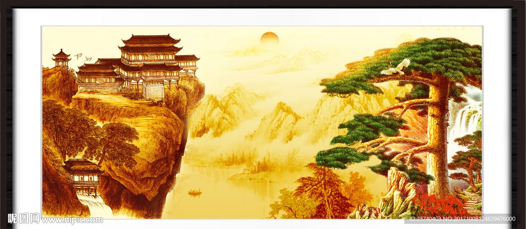 国画迎客松