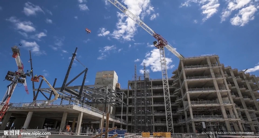高清实拍塔吊施工城市建设等素材