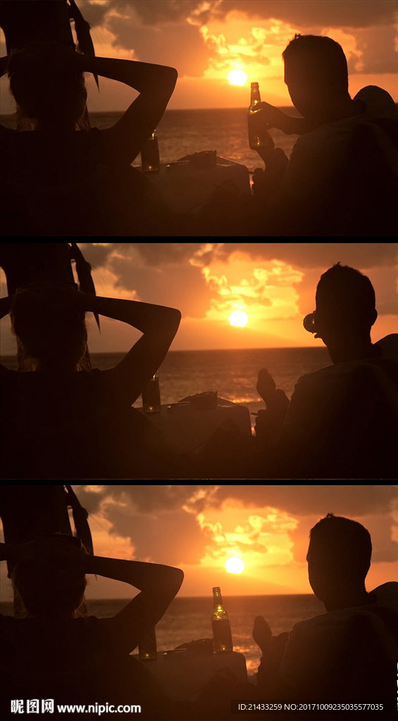 海滩上喝啤酒视频素材