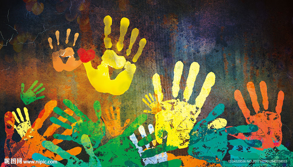 手绘手掌装饰画