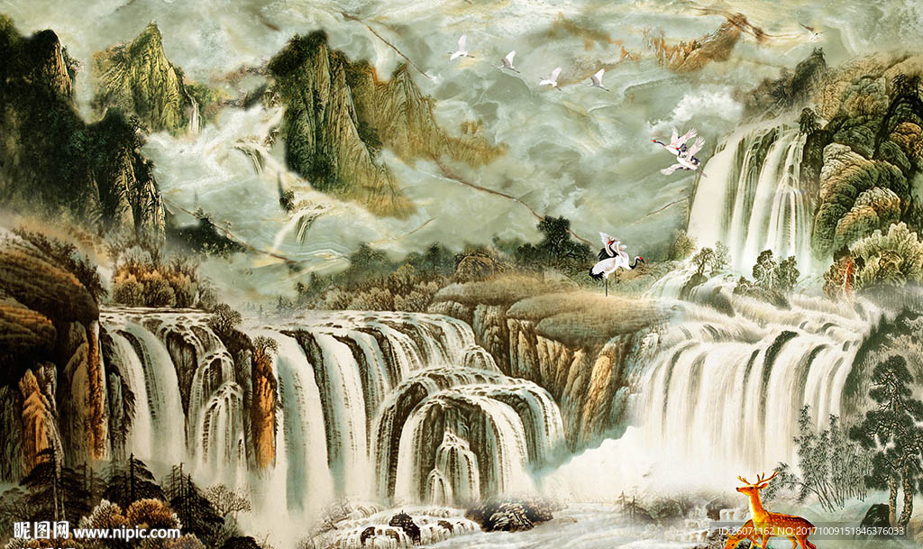 流水生财背景墙