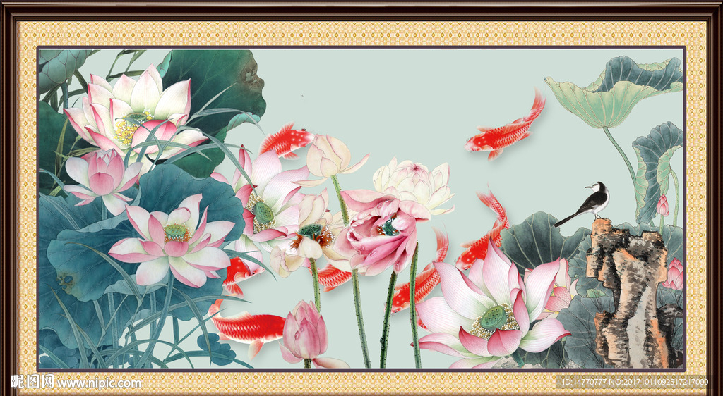荷花壁画