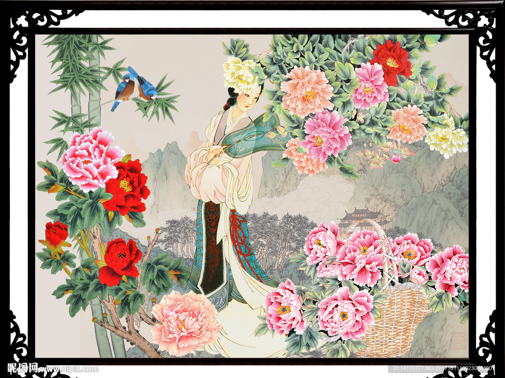 花开富贵 仕女图