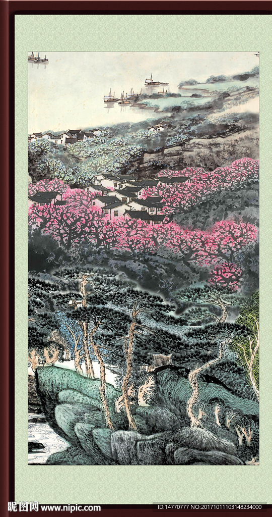 竖幅国画风景