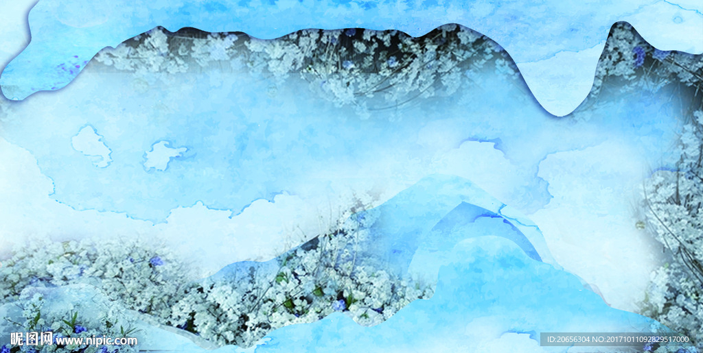 蓝色婚礼 迎宾区 樱花 展示