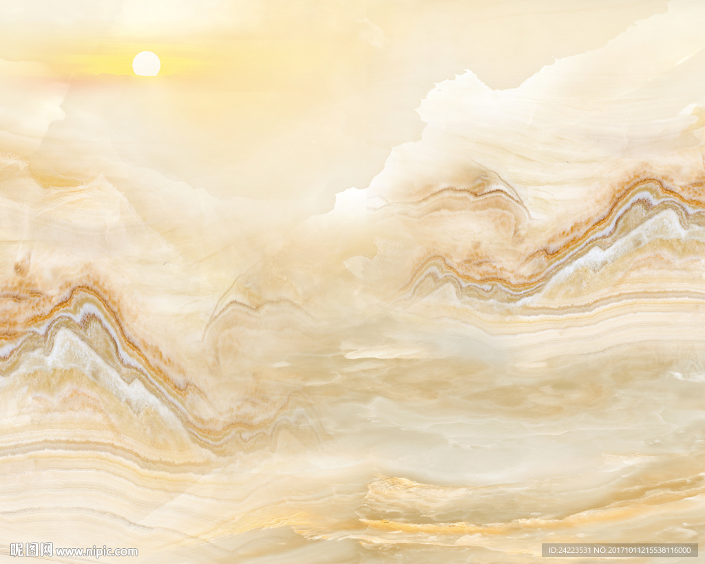 高清大理石纹山水风景旭日东升