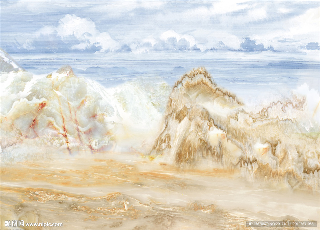 大理石纹江山如画背景墙