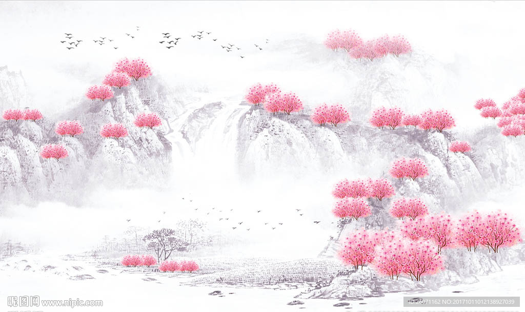 十里桃花背景墙