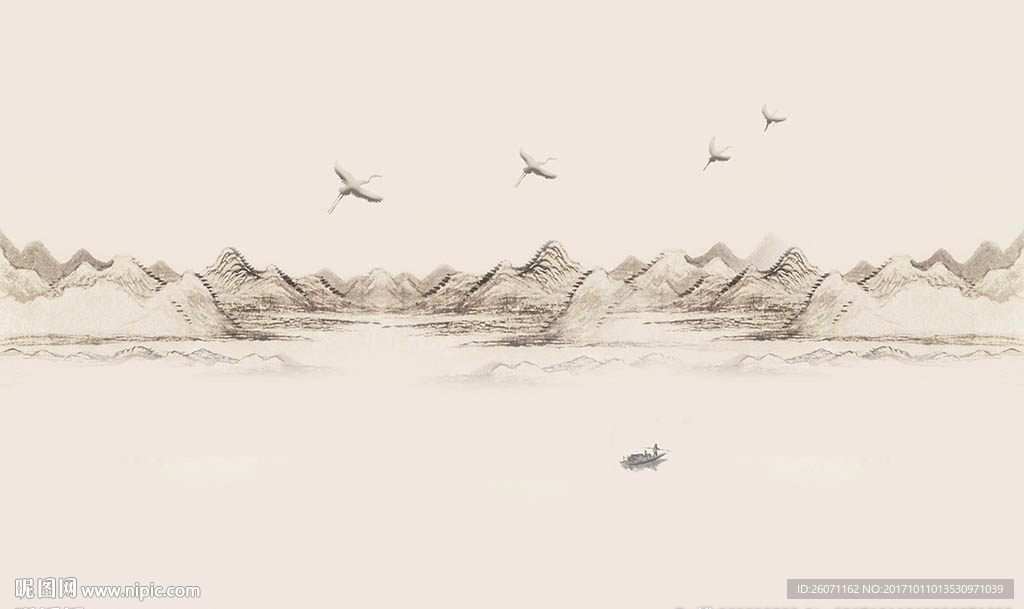 写意山水背景墙