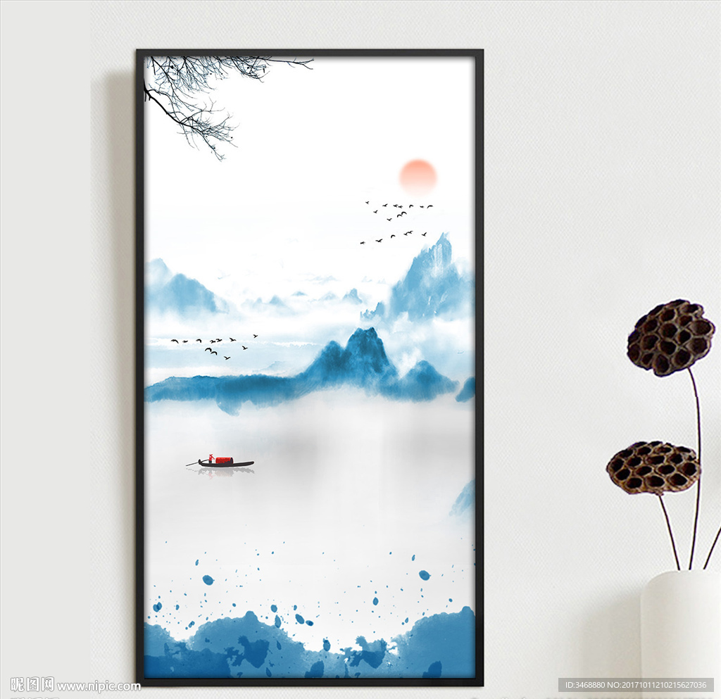 禅意水墨山水画