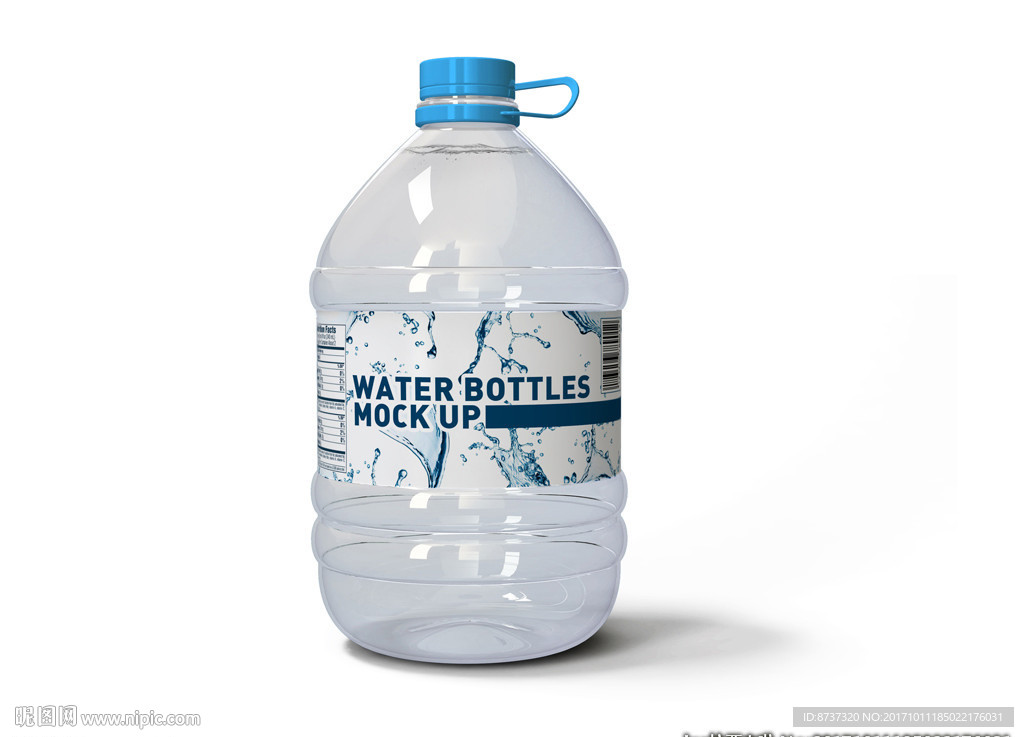 大瓶饮用水瓶子样机效果图