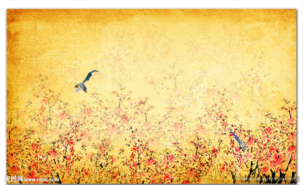 桃花背景墙