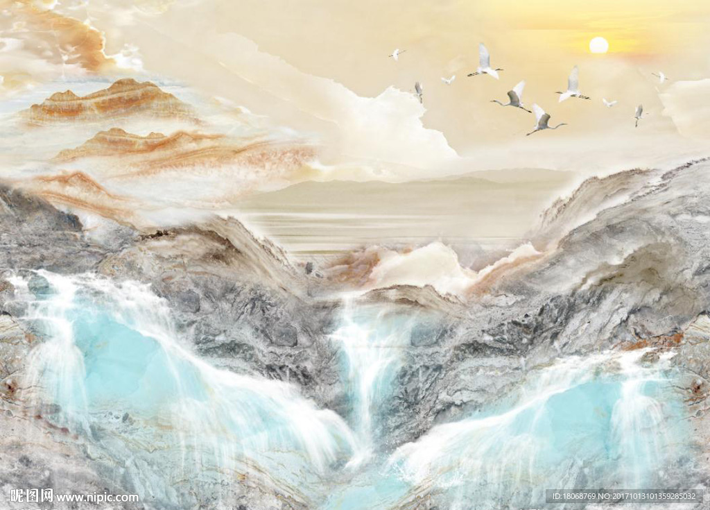 高烧炭烧大理石石纹山水纹理背景