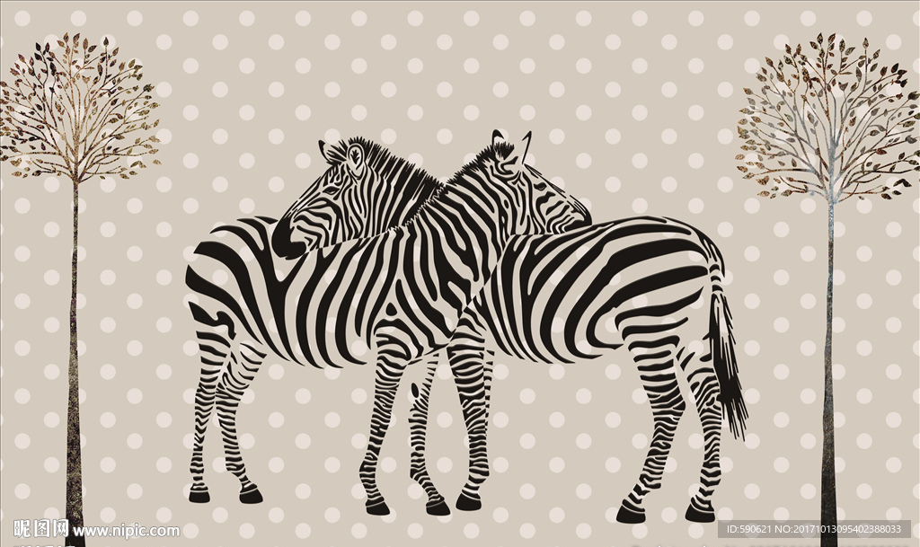 复古抽象斑马背景墙